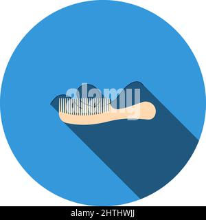 Symbol Für Haare Im Kammaufsatz. Flaches Kreiseldesign Mit Langen Schatten. Vektorgrafik. Stock Vektor