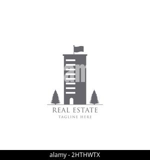 Minimal Line Art Building Logo. Stock Vektor