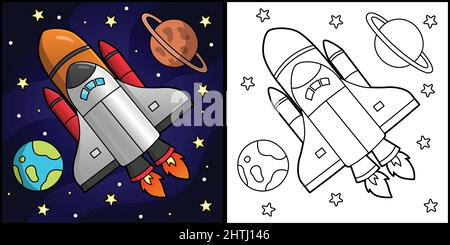 Rakete Coloring Page Fahrzeug Illustration Stock Vektor