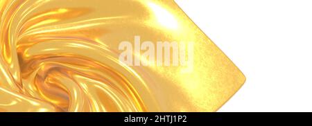 3D Abbildung des abstrakten Hintergrunds aus Goldtuch Stockfoto