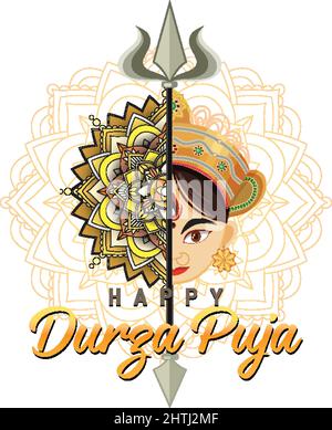 Happy Durga Puja Event Day Illustration Stock Vektor