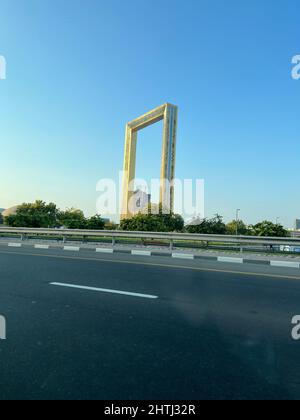 Dubai Frame Blick von außen Stockfoto