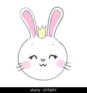 Niedliche Kaninchen-Charakter, Hase Vektor-Illustration. Dies ist eine Illustration eines weißen Kaninchengruss im Jahr des Kaninchens 2023. Stock Vektor