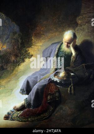 Jeremia beklagt die Zerstörung Jerusalems (1630) von Rembrandt van Rijn (1606-1669) Stockfoto