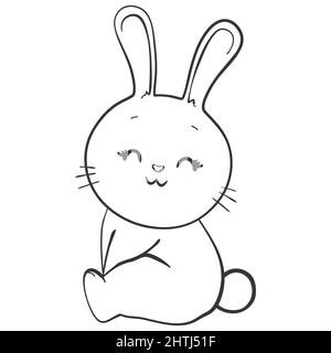 vektor von Hand gezeichnet niedlichen Cartoon Kaninchen. Druck, Aufkleber, Logo, Skizze, Doodle. Isoliert auf einem weißen Hintergrund. Kinderzeichnung. bunny Stock Vektor