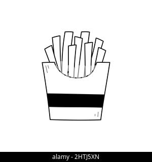 Symbol für „Pommes frites Doodle“. Pommes frites isoliertes Linienziehelement. Vektorgrafik Stock Vektor