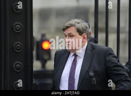 Kit Malthouse MP - Staatsminister (Minister für Kriminalität und Polizei) - Verlassen Downing Street über Horse Guards Road nach einer Kabinettssitzung, 28. Fe Stockfoto