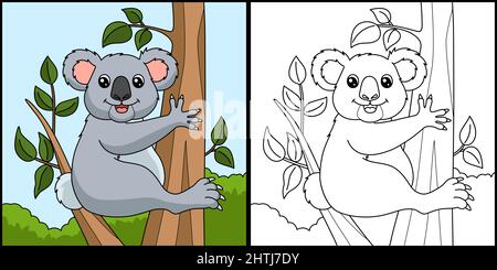 Koala Coloring Page Farbige Illustration Stock Vektor