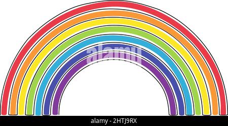 Regenbogen in fortlaufender, einliniger Zeichnung, Vektorgrafik Stock Vektor