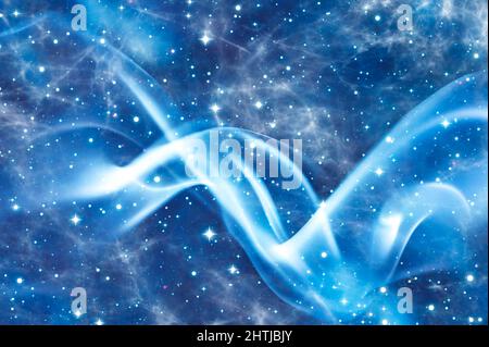 Blaue Wellen und Sterne abstrakter Hintergrund Stockfoto