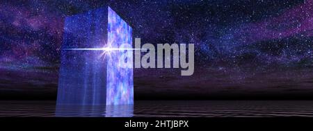Alien Monolith ina darkextrasolarer Planet Stockfoto