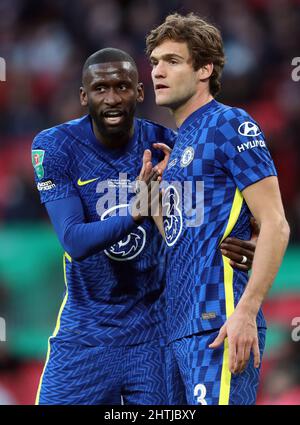 ANTONIO RUDIGER, MARCOS ALONSO, CHELSEA V LIVERPOOL, 2022 Stockfoto