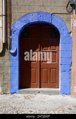 Chora, traditionelle Tür, Altstadt, Rhodos, Dodekanes, Griechische Inseln, Griechenland, Europa Stockfoto