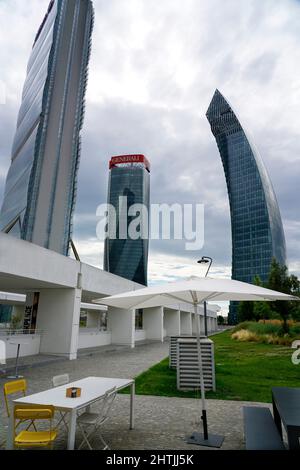 Cityllife-Viertel, Wohn- und Geschäftskomplex im Mailänder Stadtteil Portello. Es wurde von den Architekten Arata Isozaki, Daniel Libeskind und entworfen Stockfoto