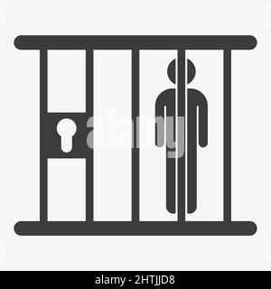 Symbol „Gefangener“. Person im Gefängnis Vektorzeichen Stock Vektor