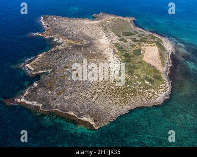 Na Guardis Insel, Fenicial Siedlung, 4. Jahrhundert vor Christus, Ses Salines, Mallorca, Balearen, Spanien Stockfoto