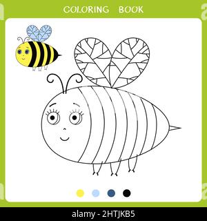 Cute fliegende Biene zum ausmalen Stockfoto