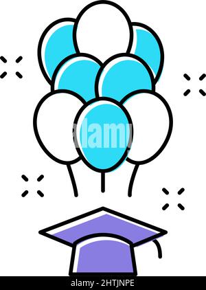 Abschlussfeier feierliche Ballons Farbe Symbol Vektor Illustration Stock Vektor