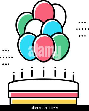 Geburtstag Ballons Dekoration Farbe Symbol Vektor Illustration Stock Vektor