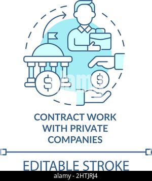 Vertragsarbeit mit privaten Unternehmen türkis Konzept Symbol Stock Vektor