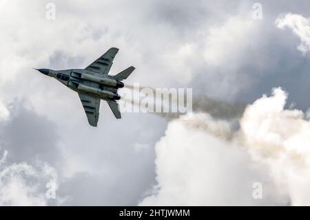 SLIAC, SLOWAKEI - 27. AUGUST 2017: MiG-29 Fulcrum auf der SIAF 2017 Stockfoto