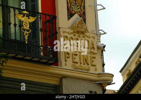 Petit Palace Posada Del Peine Schild, Madrid, Spanien, Europa Stockfoto
