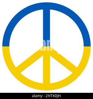 Friedenszeichen friedlich, Flagge ukraine, blaugelbe Farbe der Anti-Krieg, friedlich, versöhnlich Stock Vektor