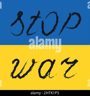 Beendet den Krieg, betet die ukrainische Flagge.Herz.beendet den Krieg gegen die Ukraine. Vektorgrafik Stock Vektor