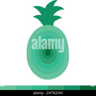 Ananas 6 Stück warme Farbtöne - Vektor-Illustration Stock Vektor