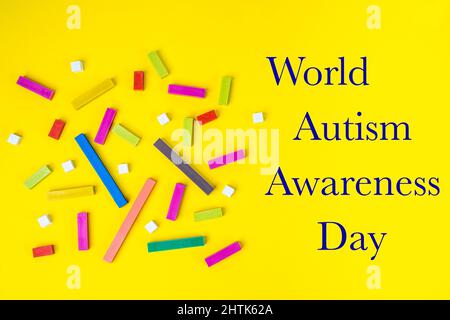 Das Konzept des Welt-Autismus-Awareness-Tages der Vereinten Nationen am 2. April. Stockfoto