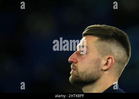 Roma, Italien, Italien. 27.. Februar 2022. Sergej Milinkovic-Savic (Lazio) vor der Serie Ein Spiel zwischen SS Lazio gegen SSC Napoli im Stadio Olimpico am 27. Februar 2022 in Rom, Italien. (Bild: © Giuseppe Fama/Pacific Press via ZUMA Press Wire) Stockfoto