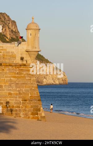 Alte Festung am Strand. Vertikale Aufnahme Stockfoto