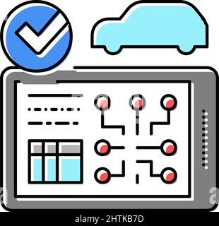 Testen Computer elektronische System Auto Farbe Symbol Vektor Illustration Stock Vektor