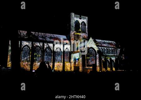 Über uns, Eine 13,8 Milliarden Jahre Geschichte das Universum. Paisley Abbey 2022 Stockfoto