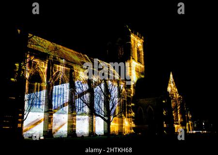 Über uns, Eine 13,8 Milliarden Jahre Geschichte das Universum. Paisley Abbey 2022 Stockfoto