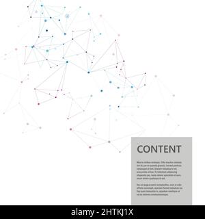 Linien, die kreative Gitterpunkte auf der Oberfläche verbinden. Abstrakter Deckbundhintergrund Stock Vektor