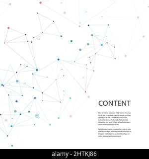 Linien, die kreative Gitterpunkte auf der Oberfläche verbinden. Abstrakter Deckbundhintergrund Stock Vektor
