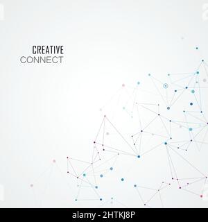 Linien, die kreative Gitterpunkte auf der Oberfläche verbinden. Abstrakter Deckbundhintergrund Stock Vektor