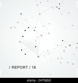 Linien, die kreative Gitterpunkte auf der Oberfläche verbinden. Abstrakter Deckbundhintergrund Stock Vektor