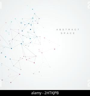 Linien, die kreative Gitterpunkte auf der Oberfläche verbinden. Abstrakter Deckbundhintergrund Stock Vektor