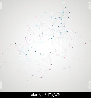 Linien, die kreative Gitterpunkte auf der Oberfläche verbinden. Abstrakter Deckbundhintergrund Stock Vektor