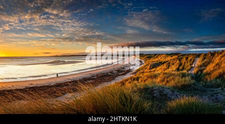 Beadnell Bay Panorama Stockfoto