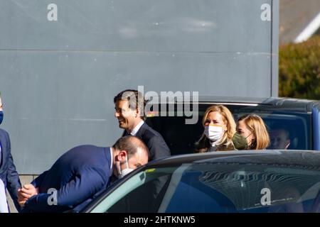 Pablo Montesinos Aguayo, Mitglied des spanischen Abgeordnetenkongresses bei einer Pressekonferenz in Spanien. Spanischer Politiker der Volkspartei, PP. Stockfoto