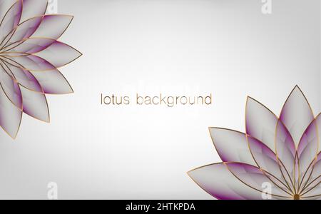 Vorlage für Lotus-Banner, violette Blume des Lebens. Heilige Geometrie. Symbol für Harmonie und Balance. Zeichen der Reinheit. Chakra Yoga Design Vektor isoliert Stock Vektor