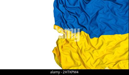 Ukrainische Flagge auf weißem Hintergrund. 3D Rendern Stockfoto