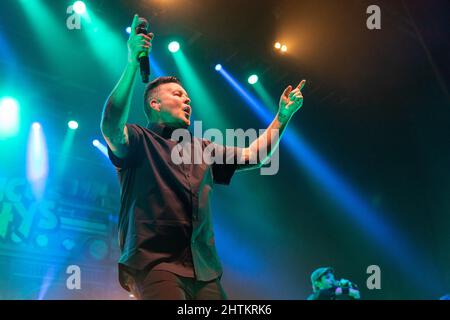 Madison, USA. 27.. Februar 2022. Ken Casey von Dropkick Murphys am 27. Februar 2022 auf der Sylvee in Madison, Wisconsin (Foto: Daniel DeSlover/Sipa USA) Quelle: SIPA USA/Alamy Live News Stockfoto