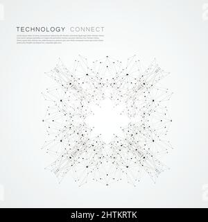 Modern verbundener Hintergrund mit geometrischen Formen, Linien und Punkten Stock Vektor