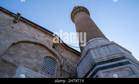 Das Minarett der Großen Moschee, Wahrzeichen der Stadt Bursa Stockfoto