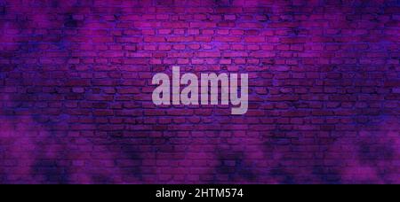 Gesättigter violetter Backstein-Hintergrund mit farbigem Rauch. Platz für Text kopieren. 3D Rendern Stockfoto
