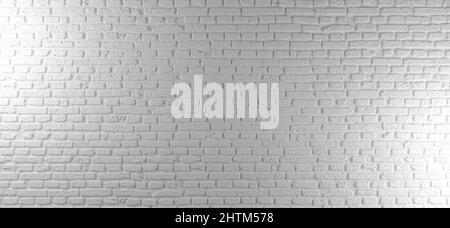 Auf beiden Seiten beleuchtet ist eine hellgraue Wand aus altem Ziegelstein. Horizontaler Texturhintergrund. 3D Rendern Stockfoto